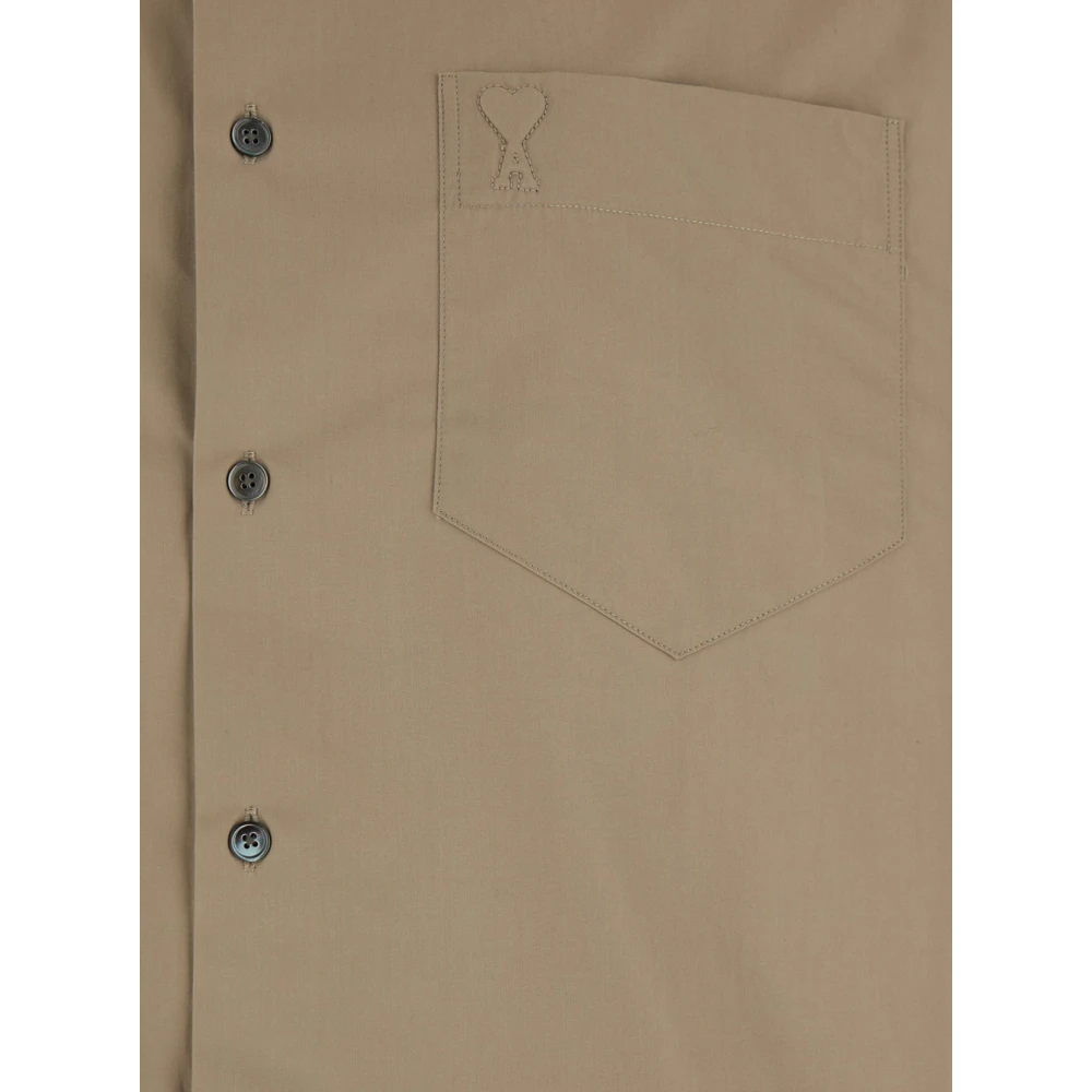 Ami Paris Klassieke Kraag Grijze Shirt met Logo Borduursel Gray Heren