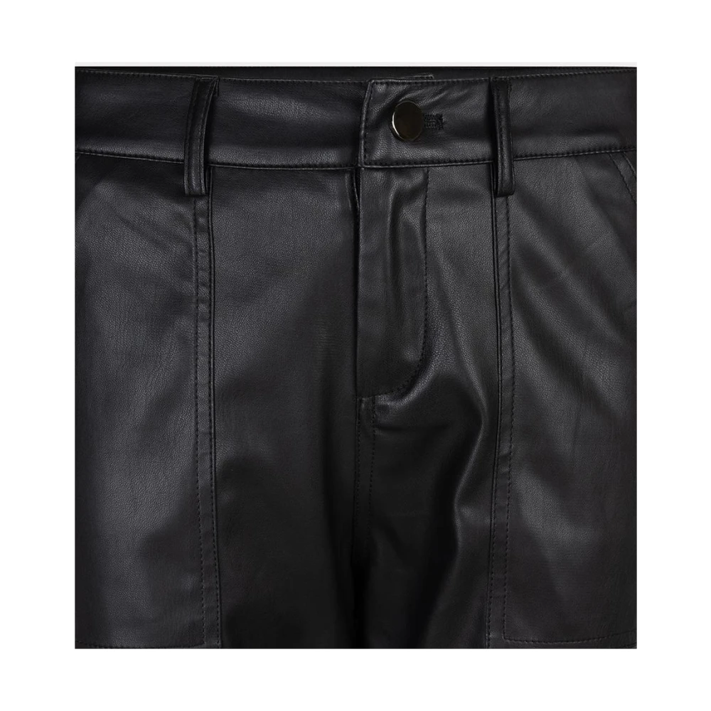 Esqualo Vegan leren cargobroek in zwart Black Dames