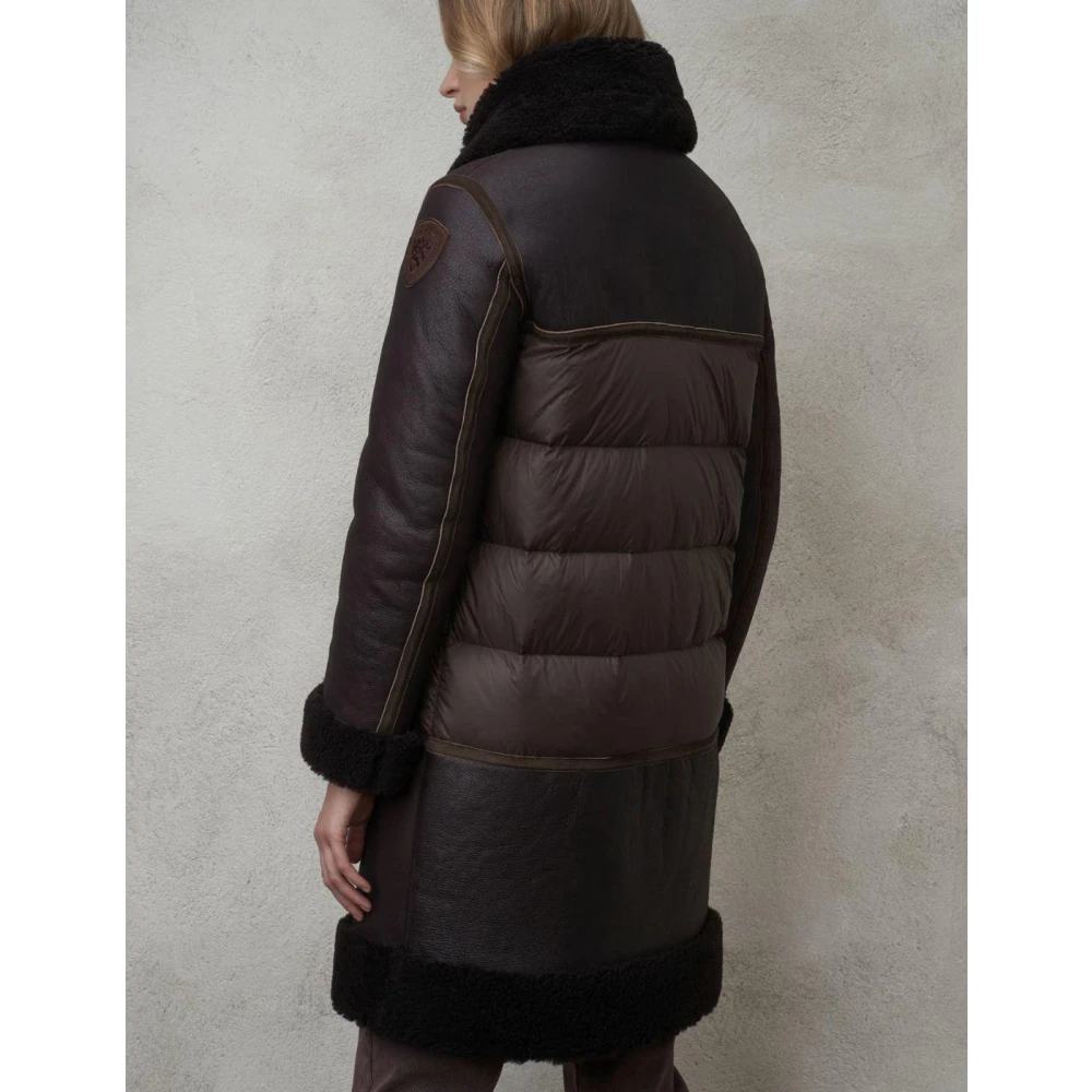 Blauer Vintage Lamsskin Jas metylon Padding Brown Dames