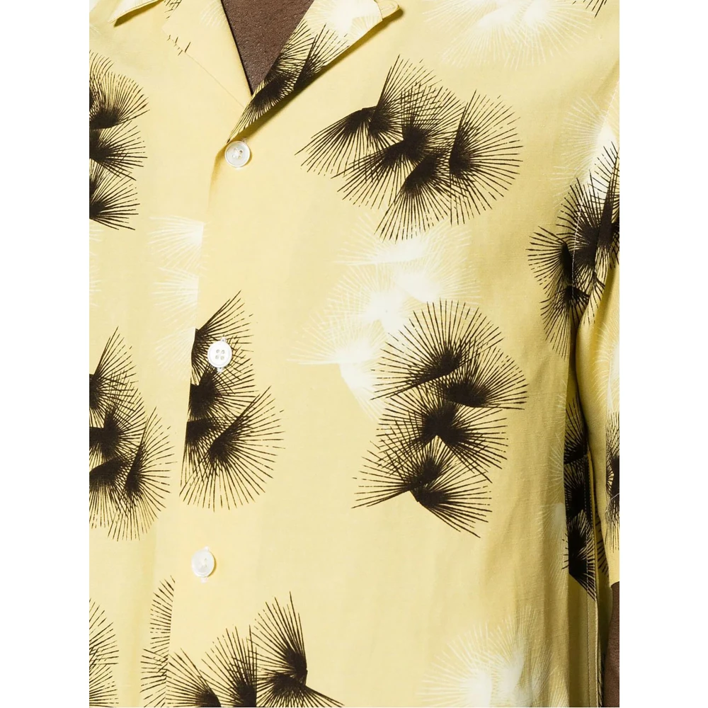 Paul Smith Gele Linnen Overhemd met Abstracte Print Yellow Heren