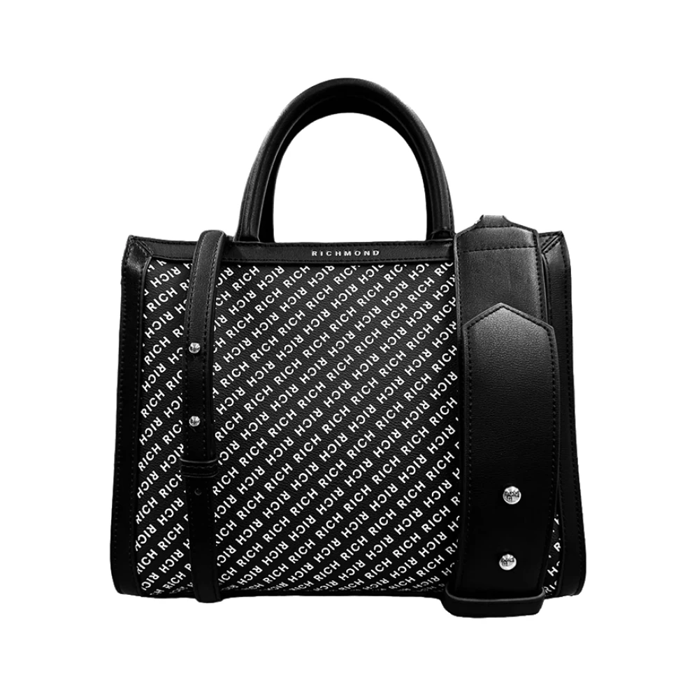 Richmond Zwarte leren handtas met gouden details Black Dames