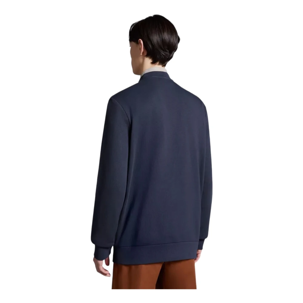 Moncler Logo Patch Crew Neck Sweatshirt Blue Heren