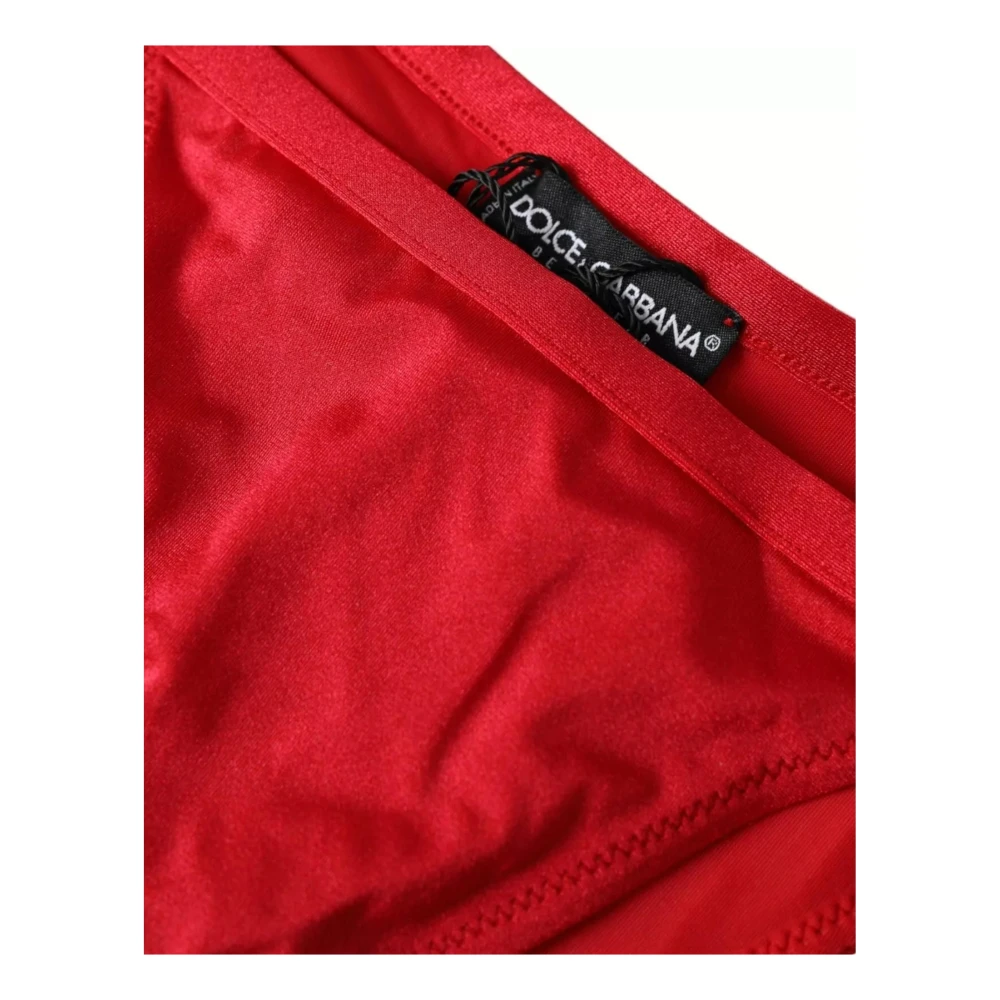 Dolce & Gabbana Rode Nylon Stretch Beachwear Bikini Broek Red Dames