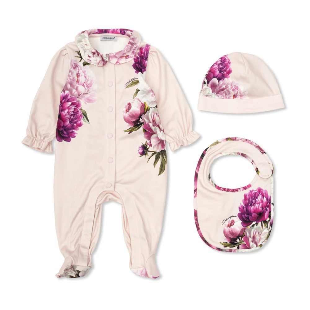 Dolce & Gabbana Baby Set: Sleepsuit- Hat And Bib - Unisex - Kids Sets - Pink - 3 M | 62 Cm - Kids