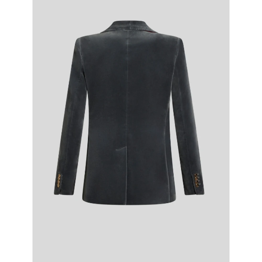 ETRO Dubbelbreasted fluwelen katoenen jas met metalen knopen Black Dames