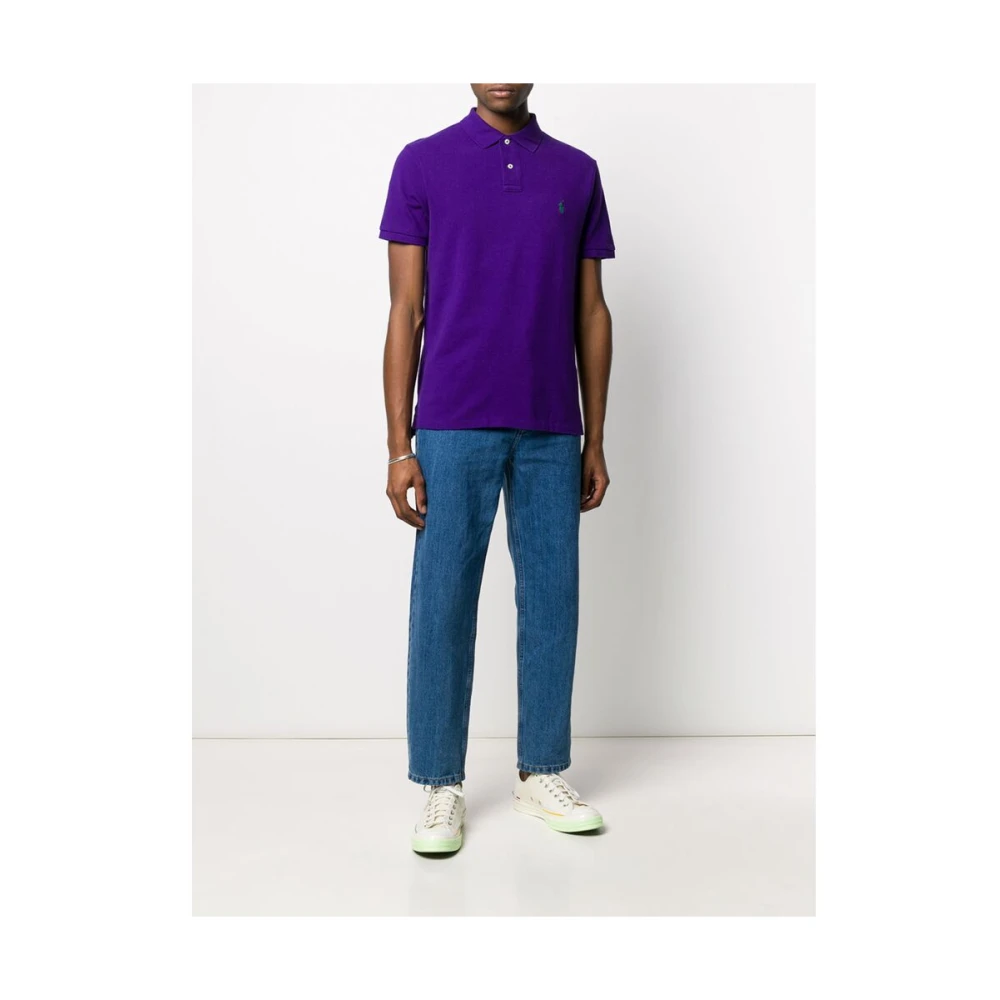 Ralph Lauren Polo shirt met korte mouwen en geborduurd logo Purple Heren