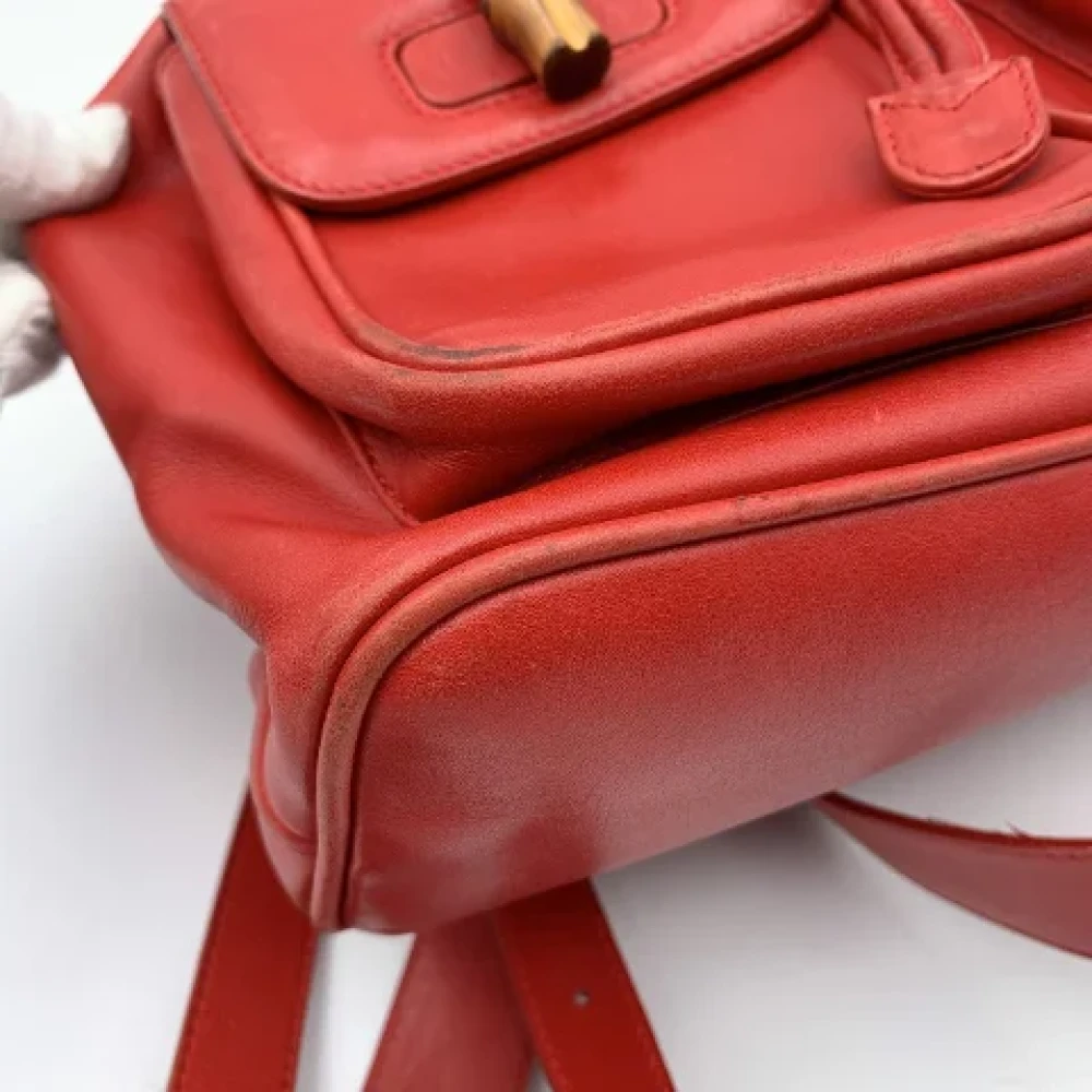 Gucci Vintage Pre-owned Leather backpacks Red Dames