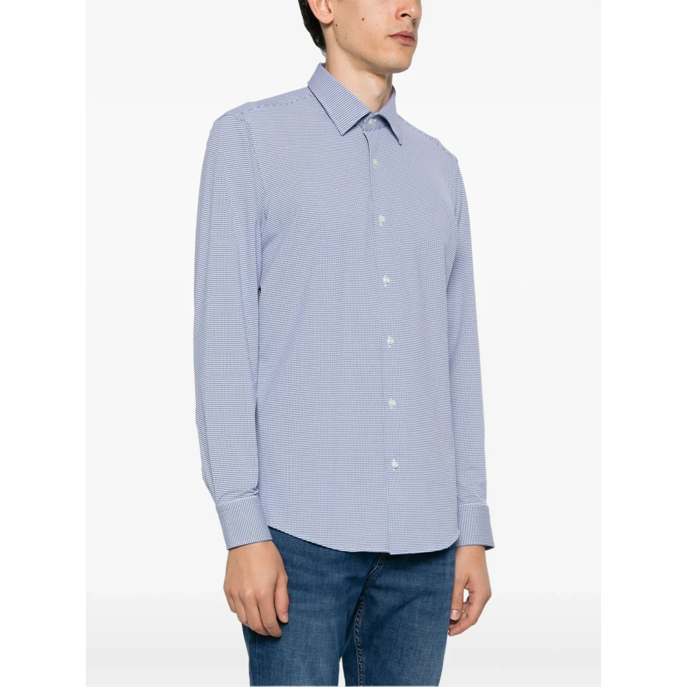 Hugo Boss Stretch shirt met ontwerpcodes Blue Heren