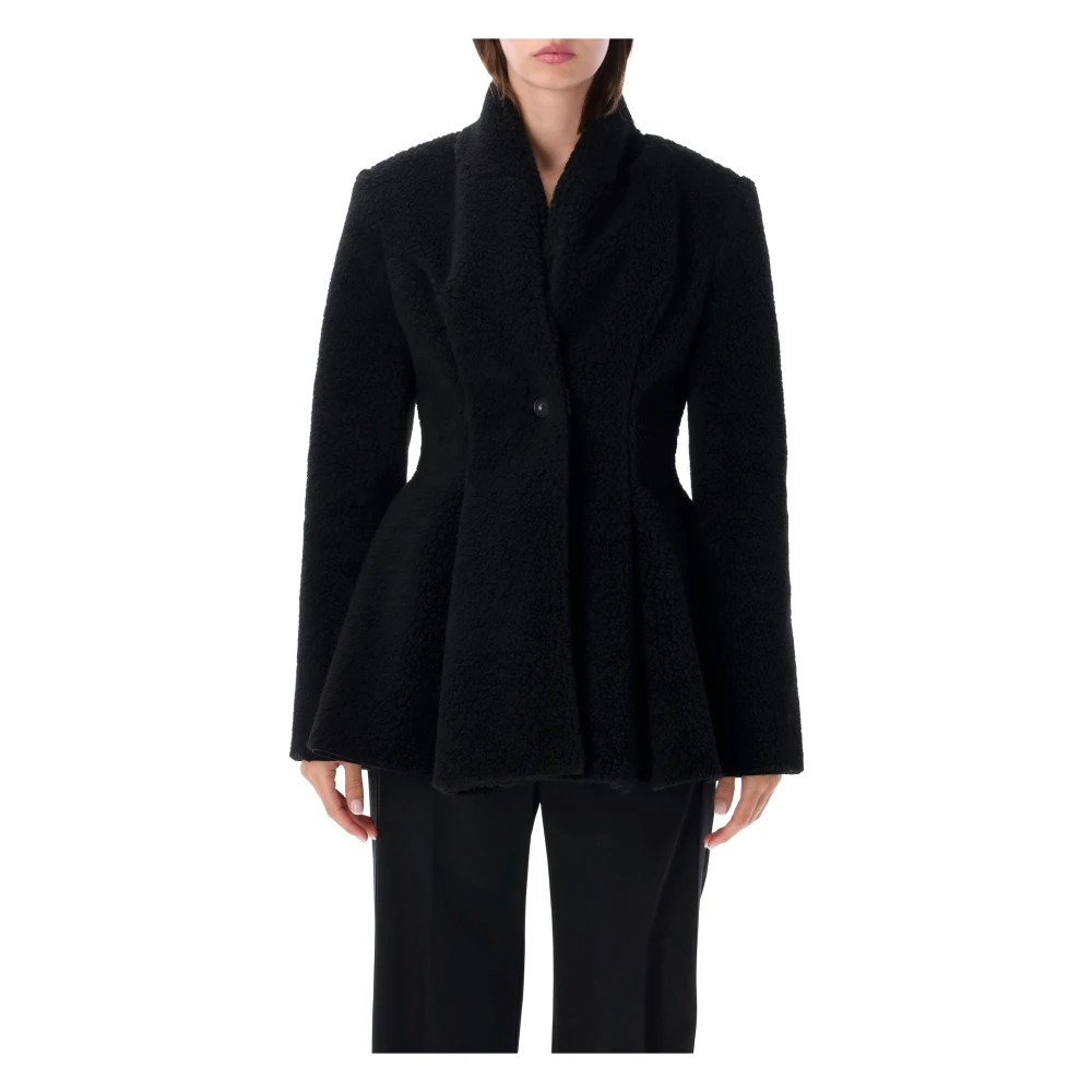 Stella Mccartney Black Waisted Plush Coat - Female - Faux Fur & Shearling Jackets - M - Jackets