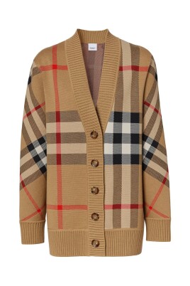 check-print-v-neck-jacket-grey