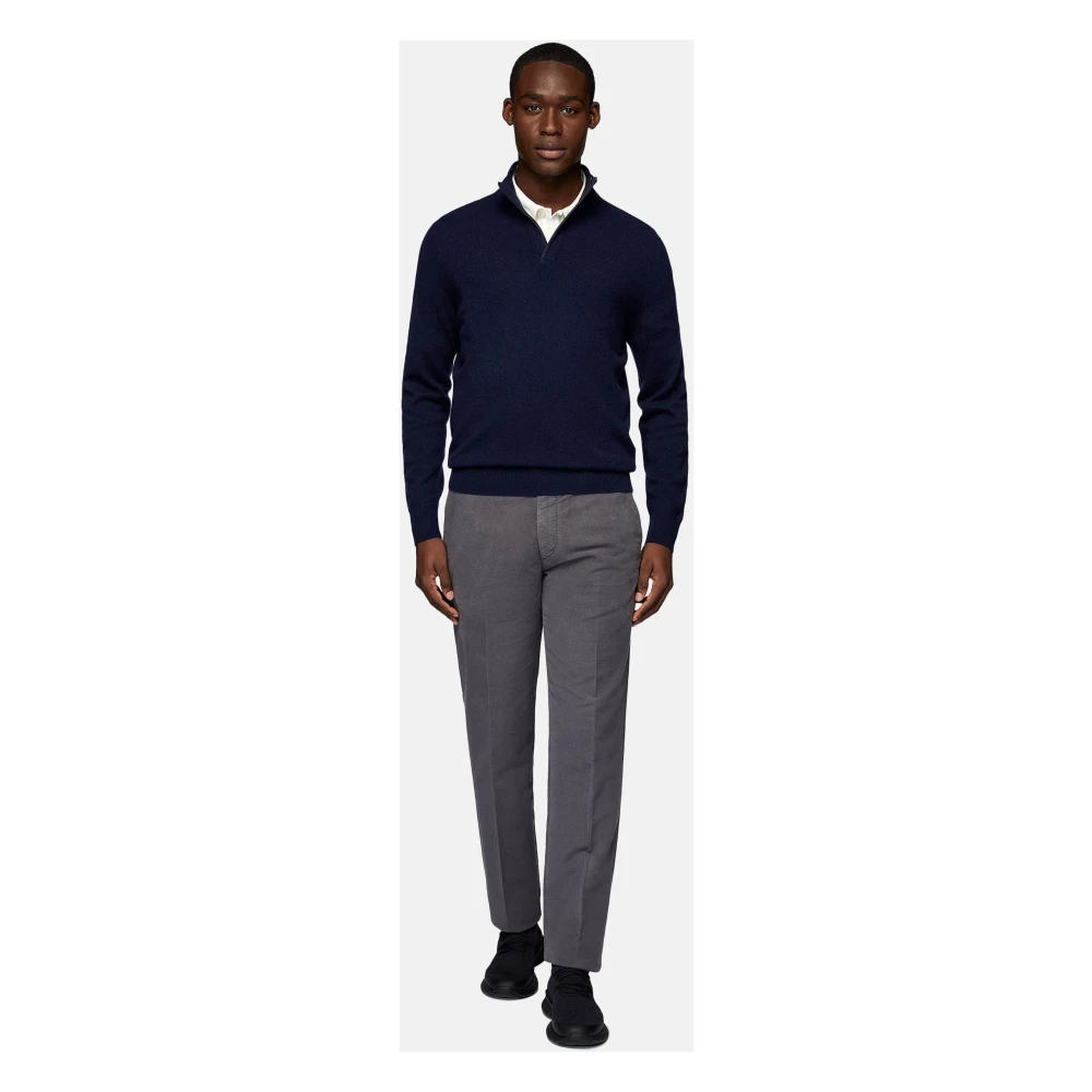 Boggi Milano Wol Kasjmier Half Zip Jumper Gray Heren