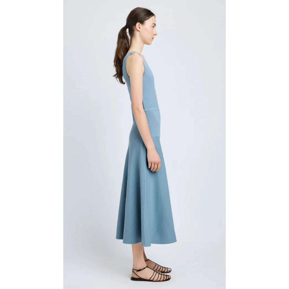 Proenza Schouler Blauwe Gebreide A-Lijn Jurk Blue Dames