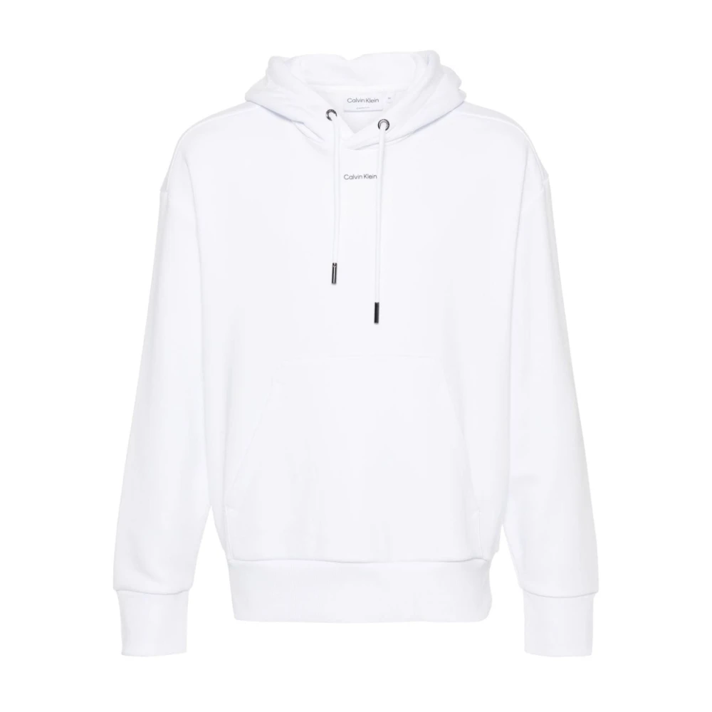 Calvin Klein Witte Sweater Logo Print Hoodie White Heren