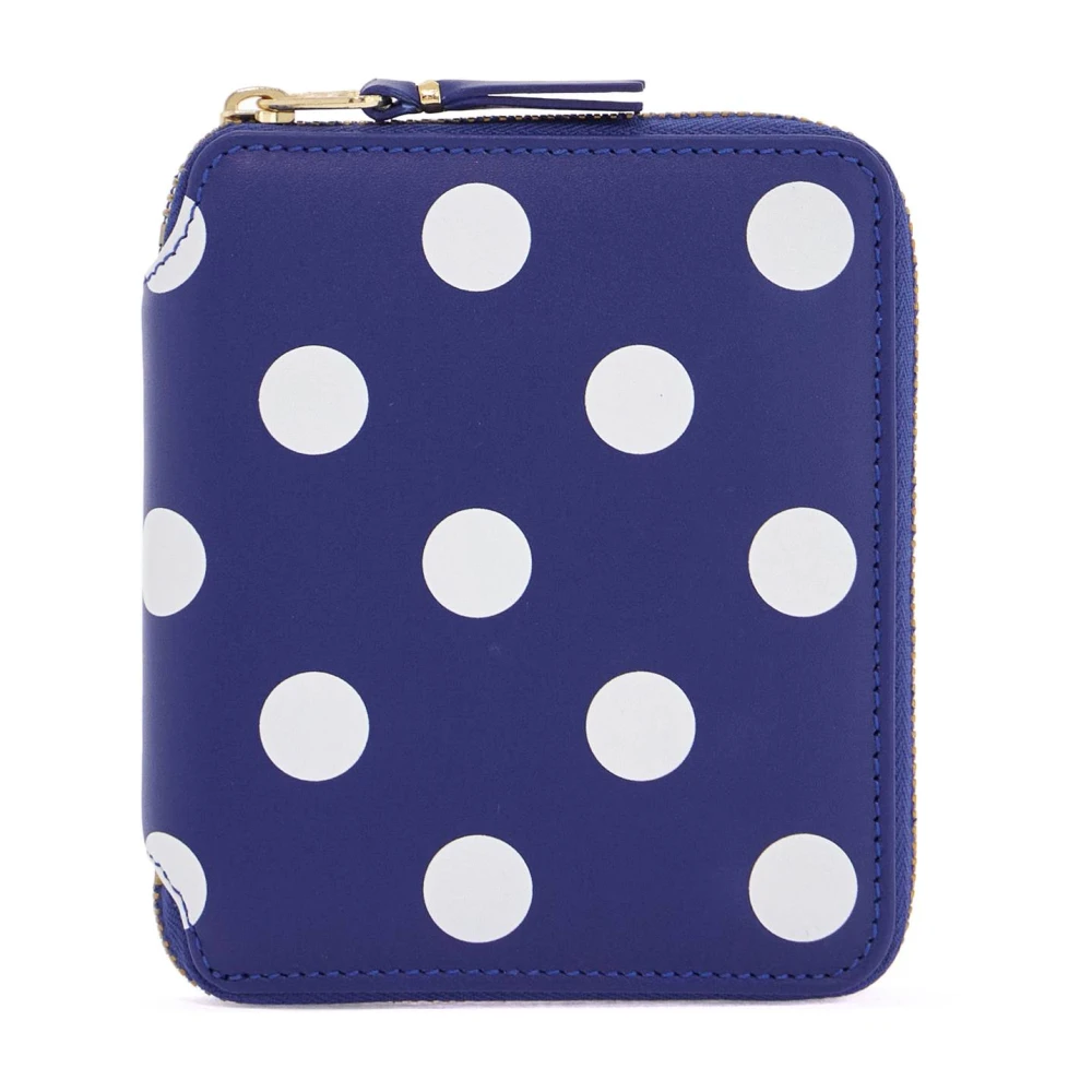 Comme des Garçons Blauwe leren portemonnee met polka dots en rits Blue Dames