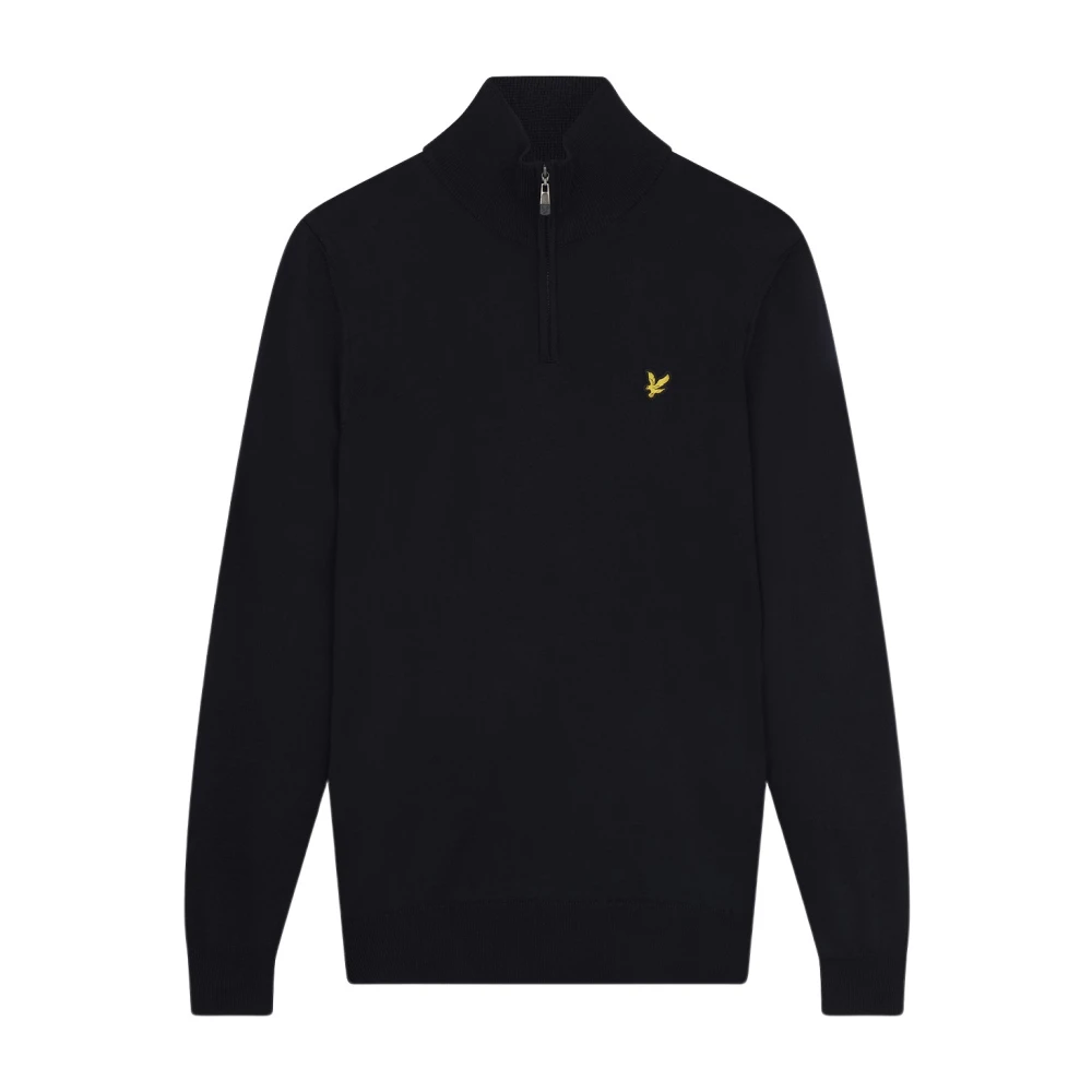 Lyle & Scott Merino Mix Quarter Zip Gebreid Blue Heren