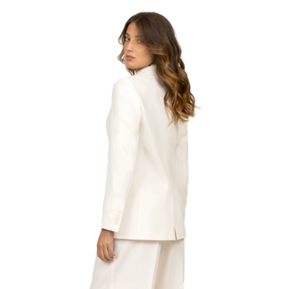 Max Mara Studio Boter Cady Single-Breasted Jas White Dames