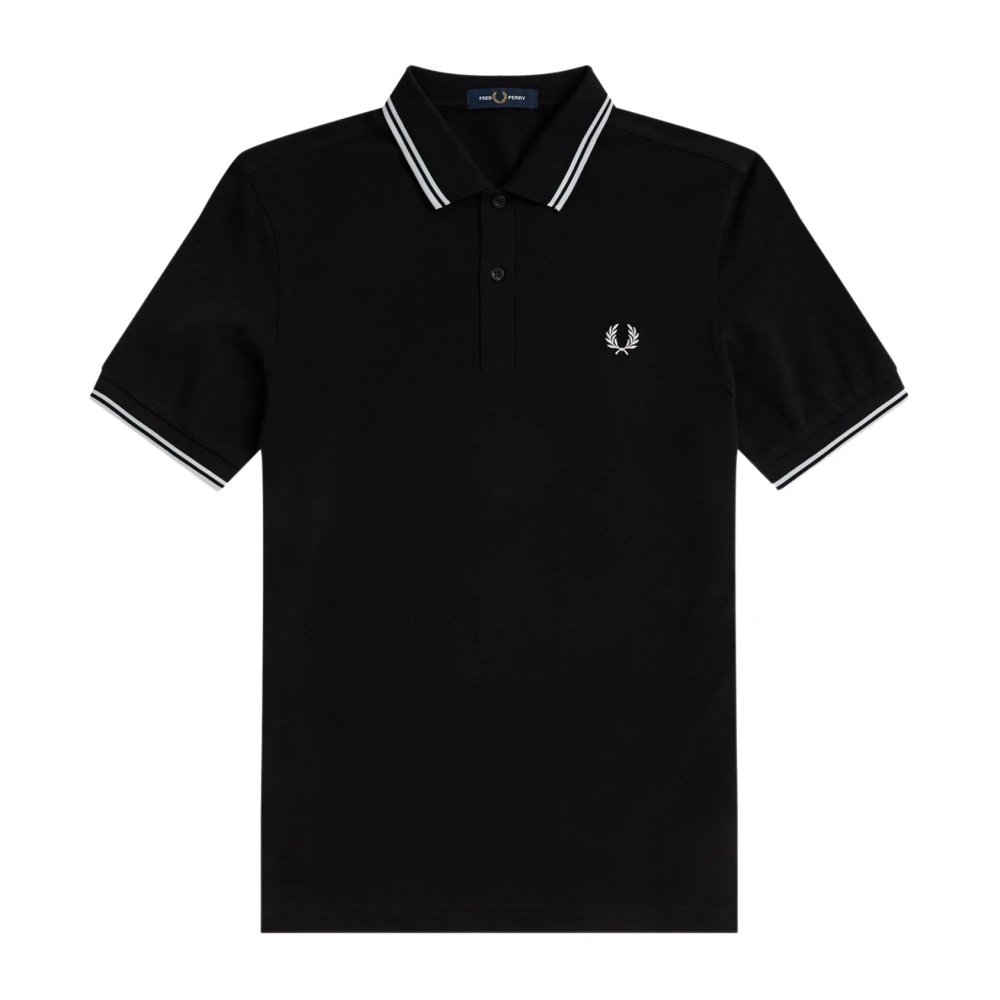 Fred Perry Slim Fit Twin Tipped Polo in Zwart Porselein Black Heren