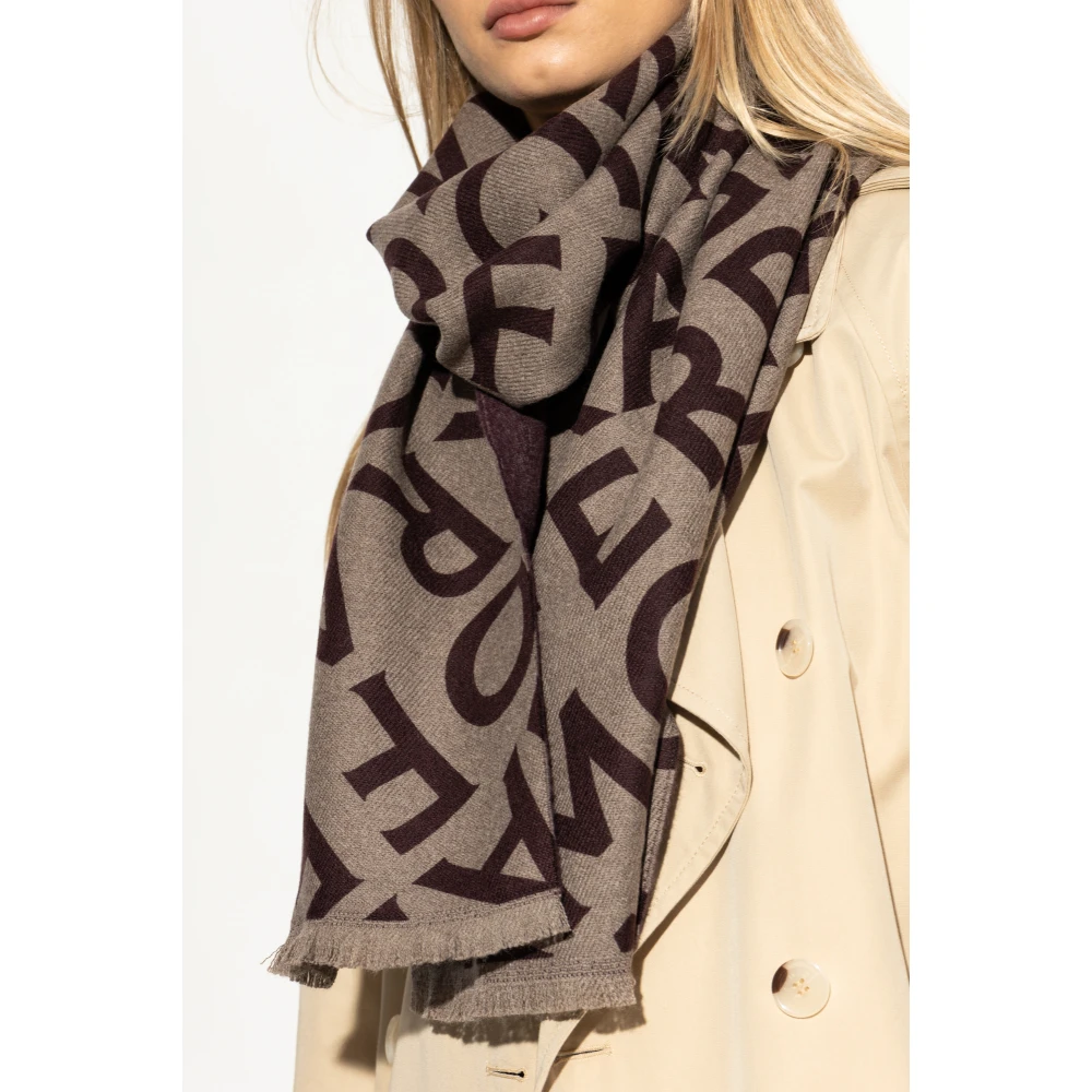 Salvatore Ferragamo Wollen sjaal met monogram Brown Dames