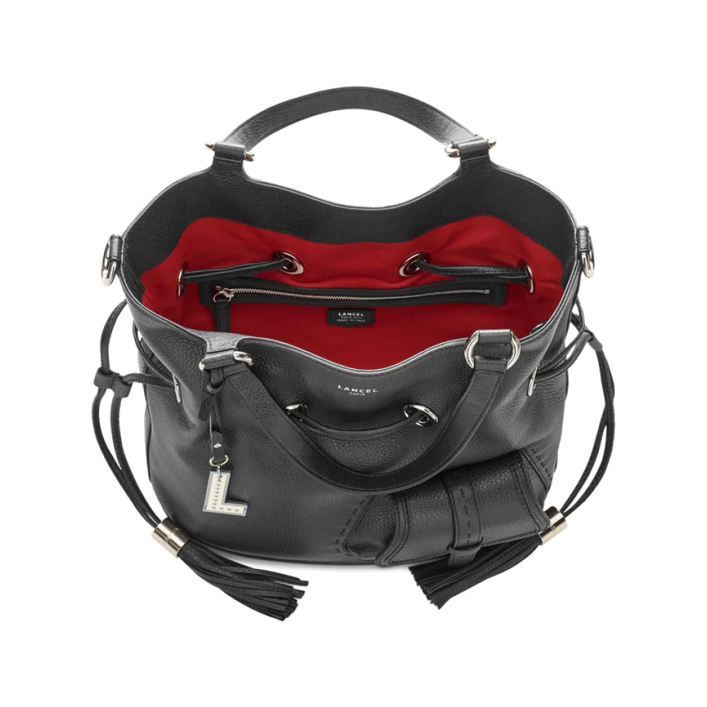 Lancel 1Er Flirt Zwarte Leren Bucket Tas Black Dames