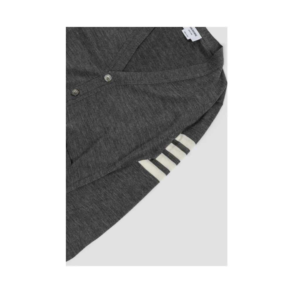 Thom Browne Grijze Wollen Vest met Tricolor Strepen Gray Heren