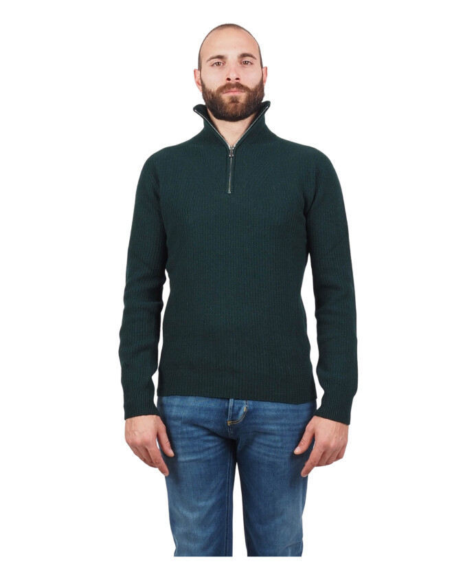 pull-homme-vert-a-demi-zip