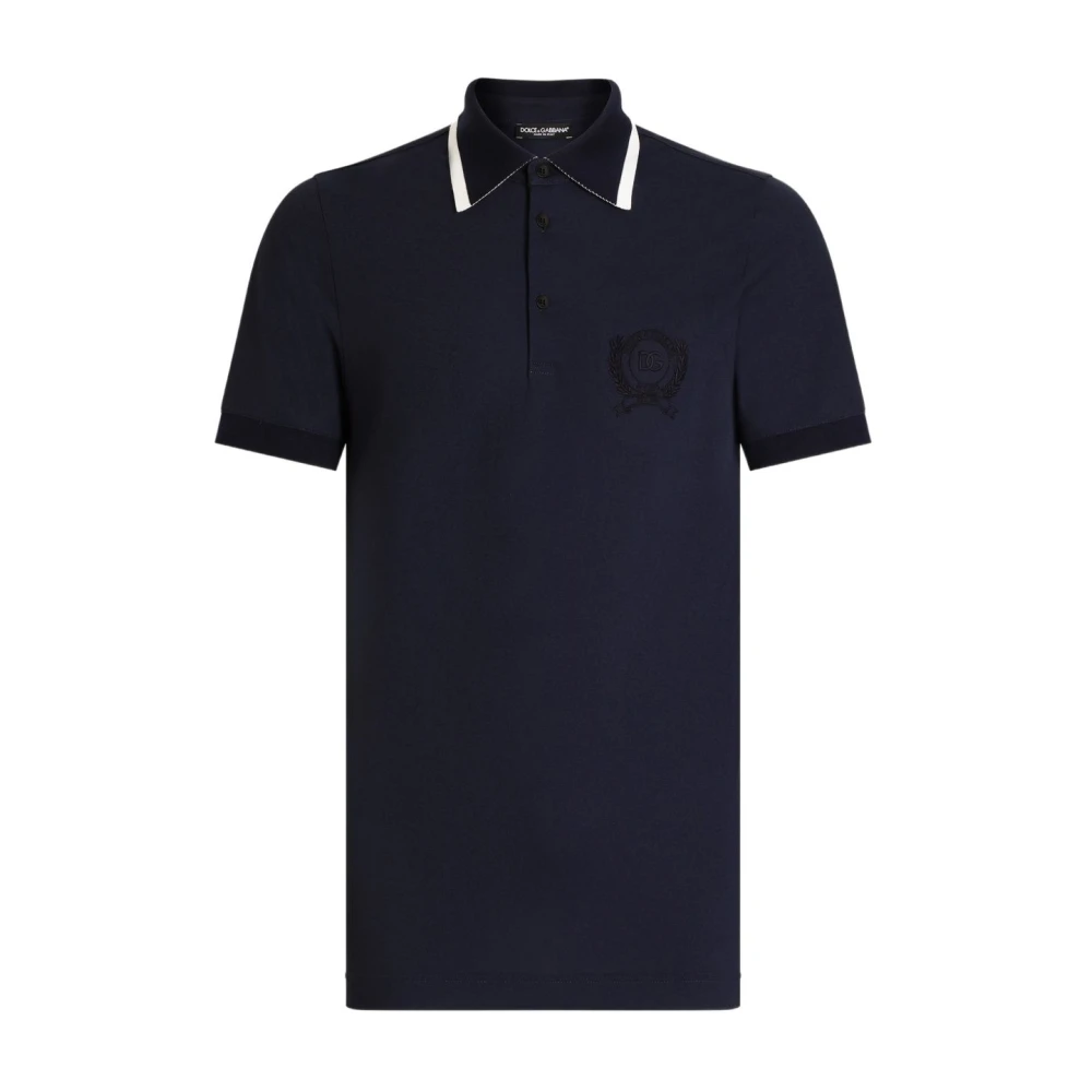 Dolce & Gabbana Blue Polo Shirts, Male, L, Silk Polo Shirt