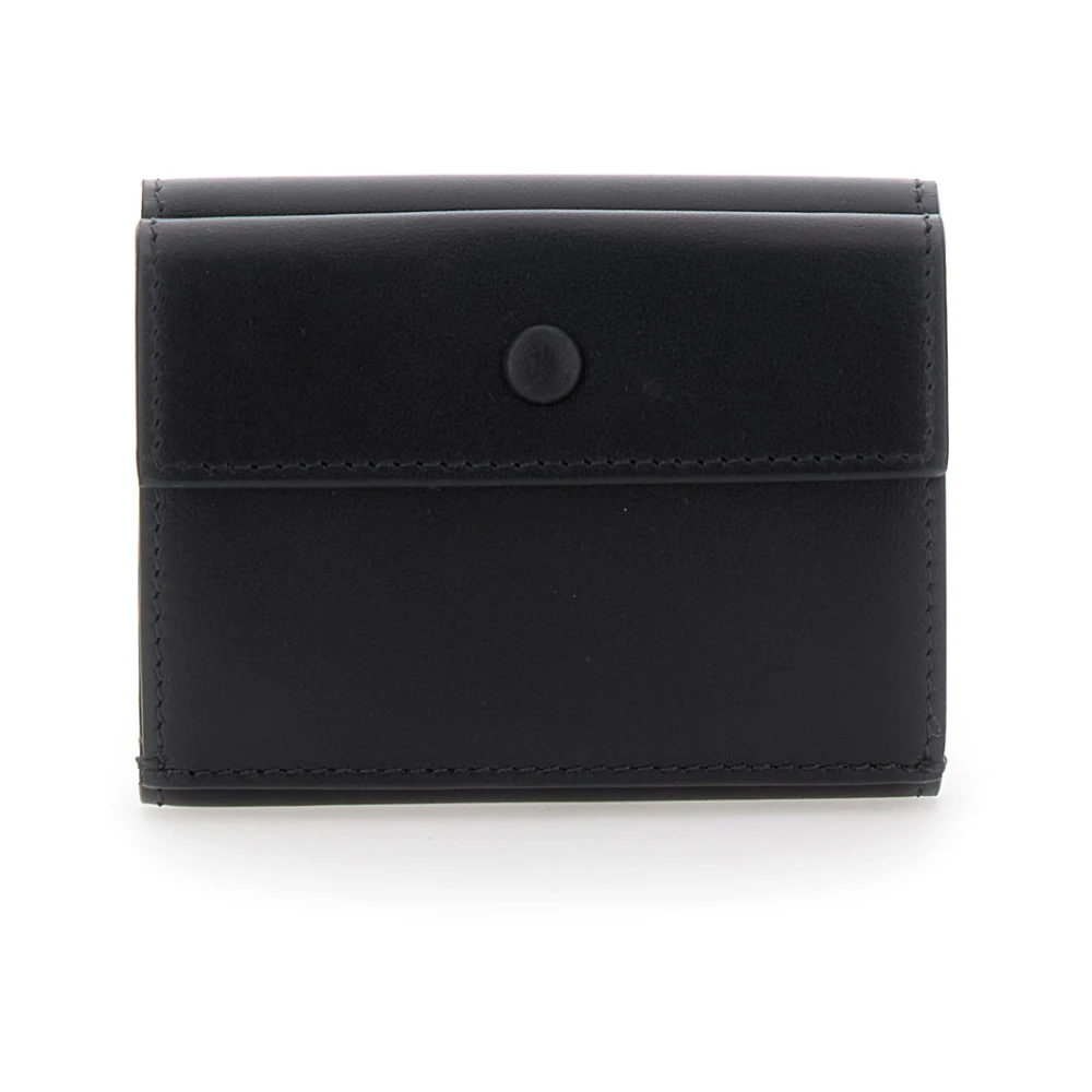 Acne Studios Zwarte Drievoudige Portemonnee met Drukknoop Black Heren