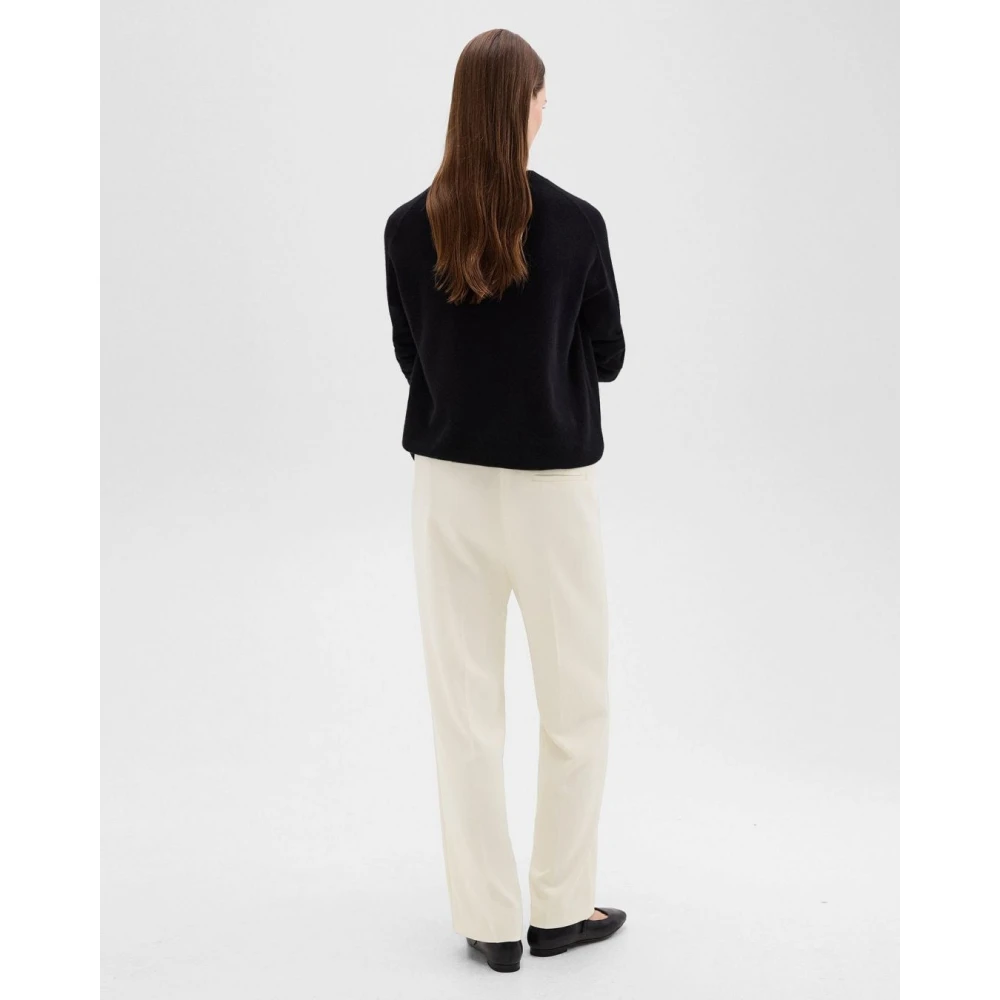 Theory Wijde Pijp Crepe Broek Beige Dames