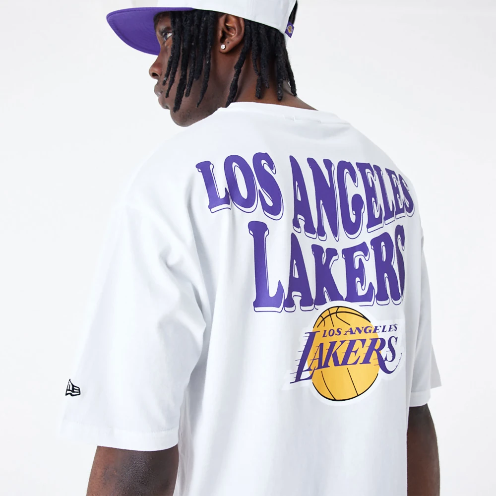 new era NBA Script Lakers Shirt White Heren