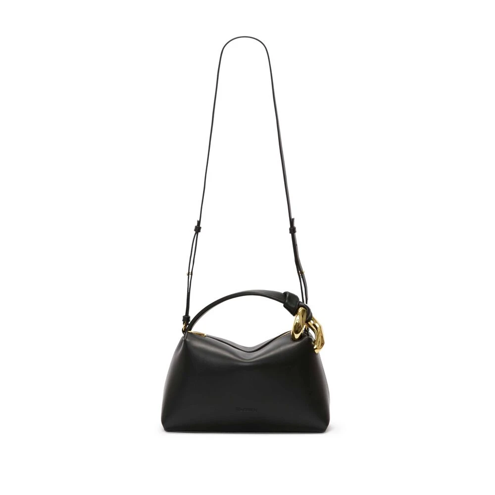 JW Anderson Zwarte leren schoudertas met kettinglink Black Dames