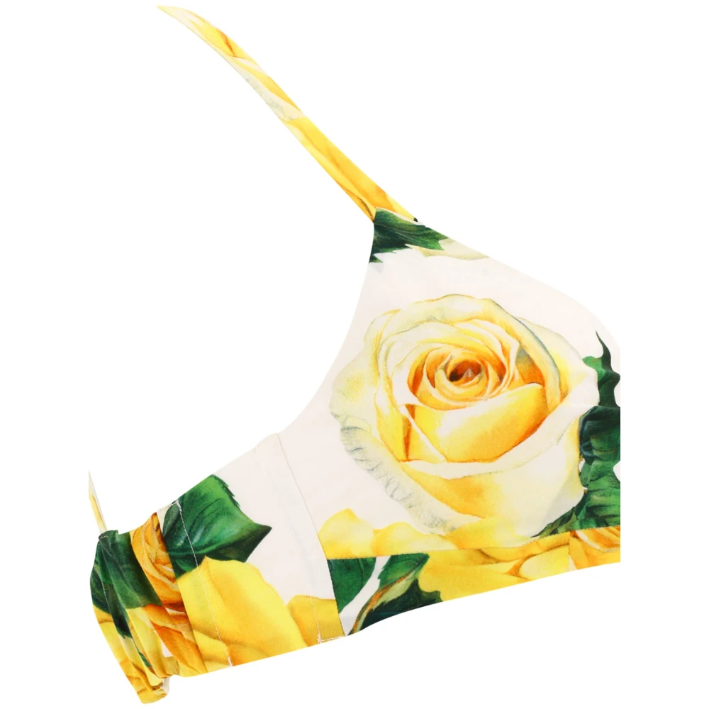 Dolce & Gabbana Rose Print Bralette van Katoen Yellow Dames