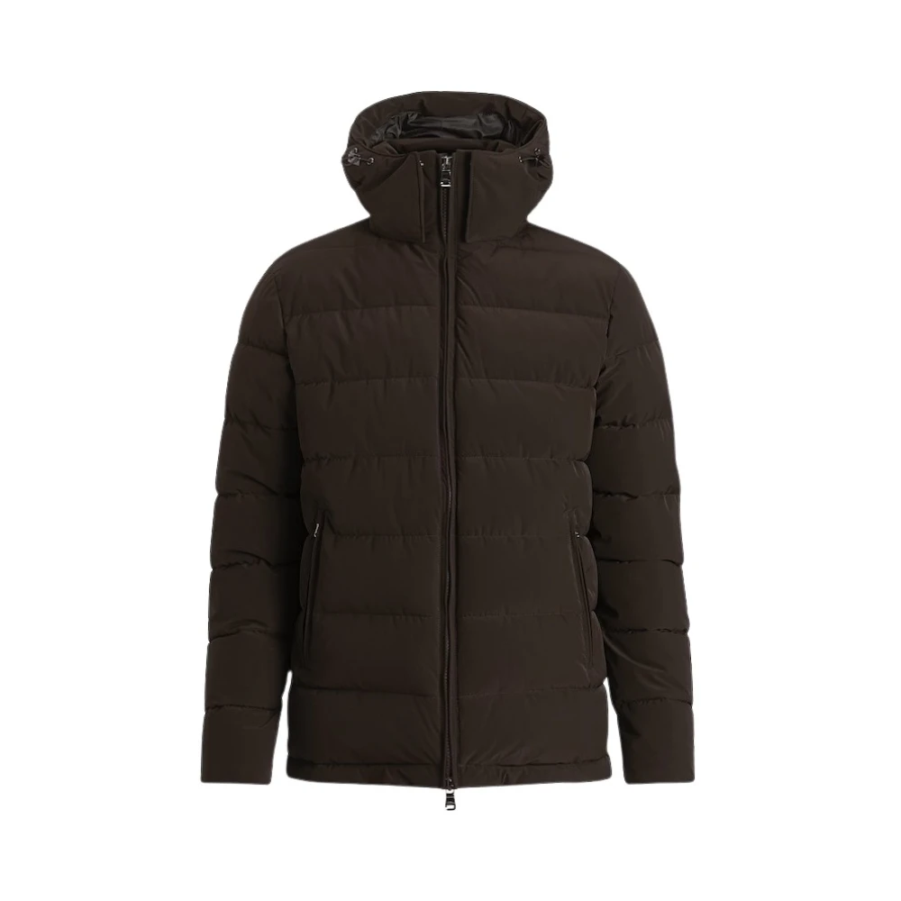 Oscar Jacobson Bruine Gewatteerde Jas met Capuchon Brown Heren