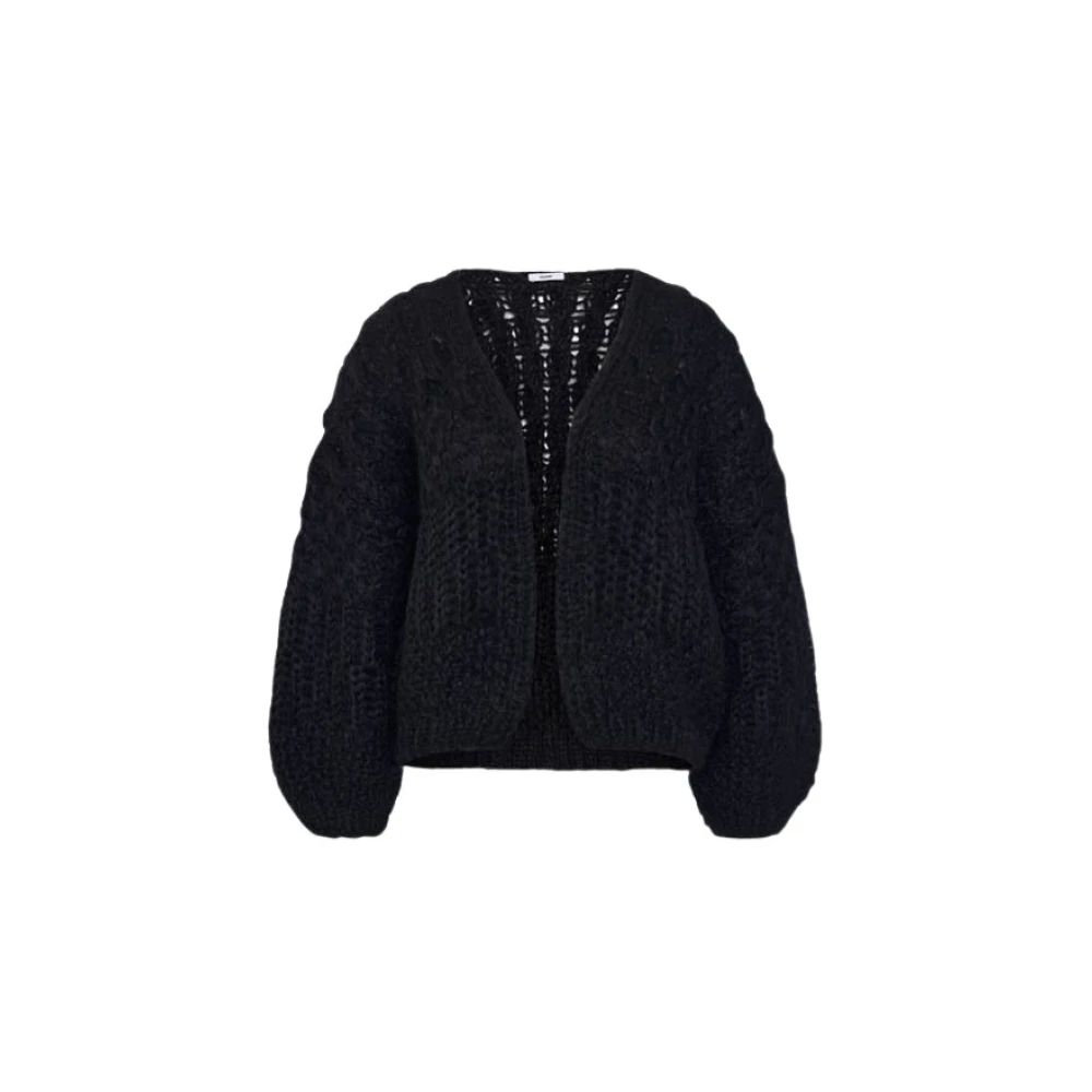 Maiami Mohair Strukturer Bomber Cardigan Svart Black, Dam