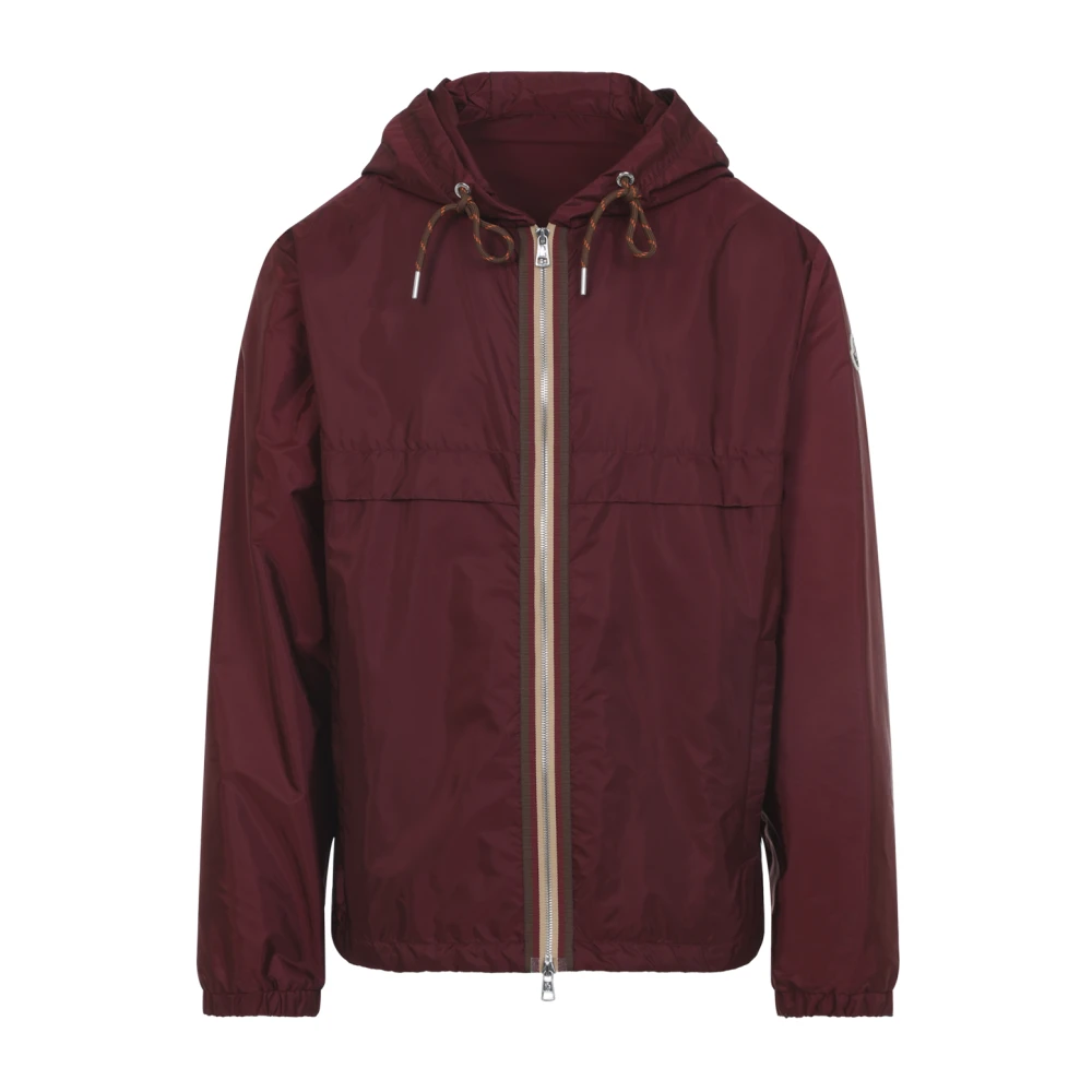 Moncler , Light Jackets, Male, Red, Xl, Nidge Hooded Jacket