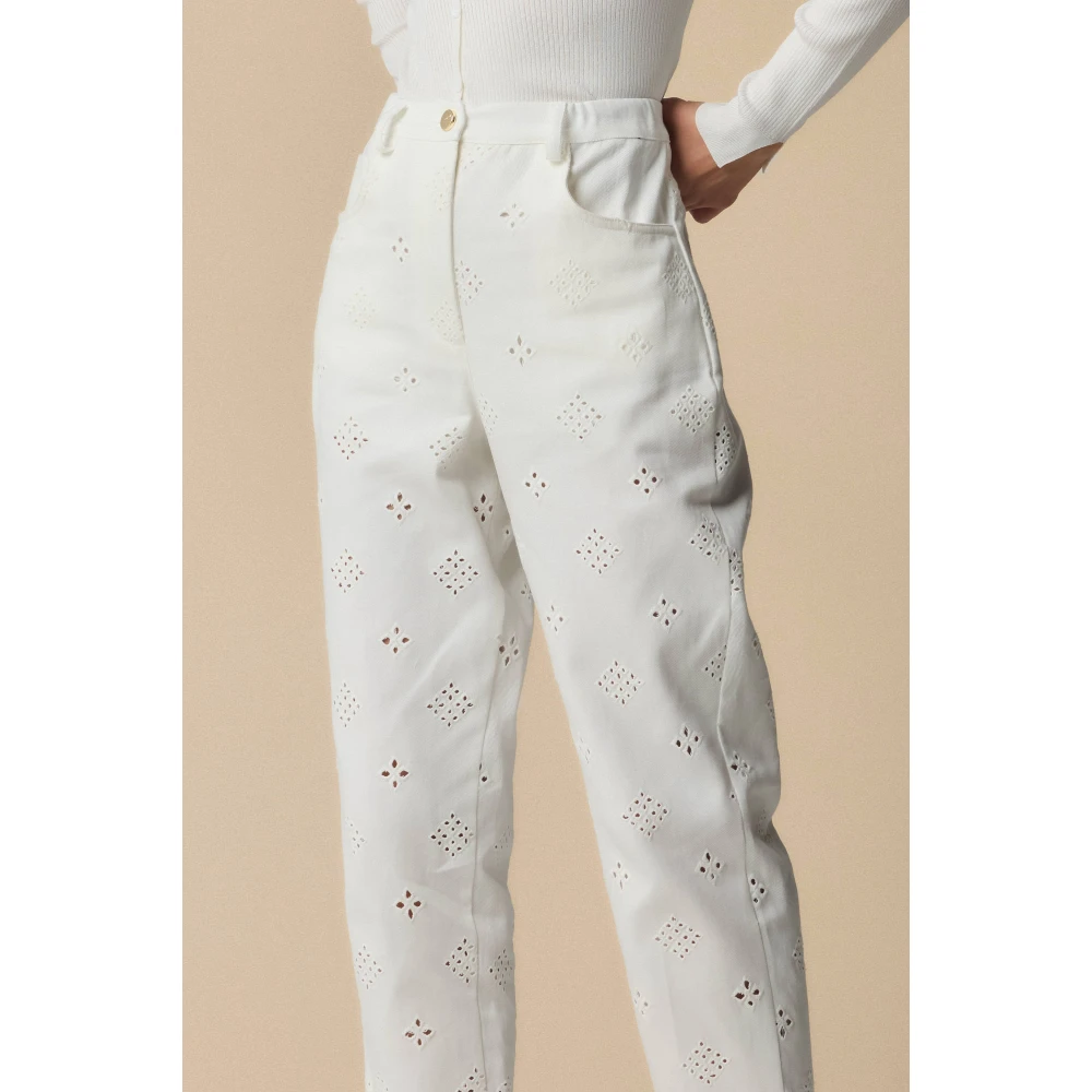 Kocca Elegante Cropped Kantbroek White Dames