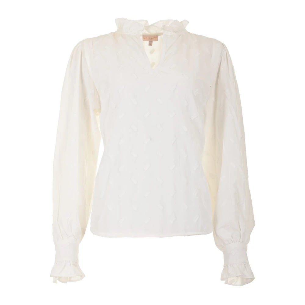 Maicazz Offwhite Blouse met Ruches White Dames