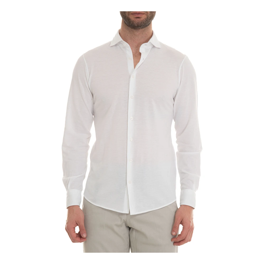 Gran Sasso Gestructureerd Polo Shirt met Franse Hals White Heren