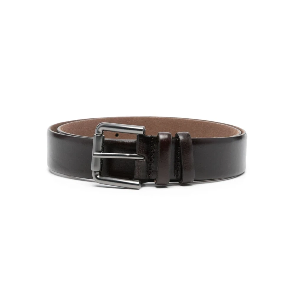 Max Mara Leren riem met logo gesp Black Dames