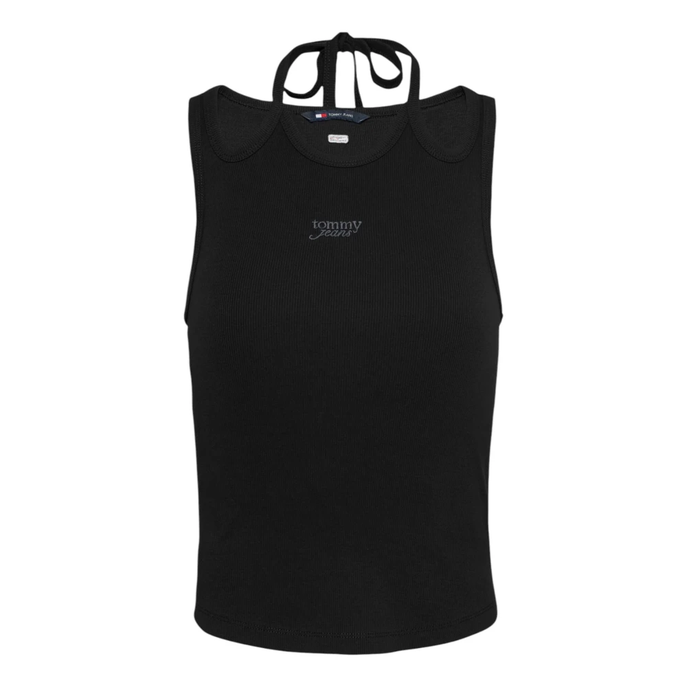 Tommy Jeans Zwarte Mouwloze Ronde Hals Top Black Dames