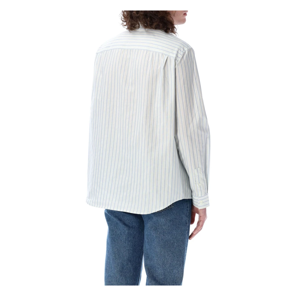 A.p.c. Lichtgroene Gestreepte Geborduurde Overhemd Green Heren