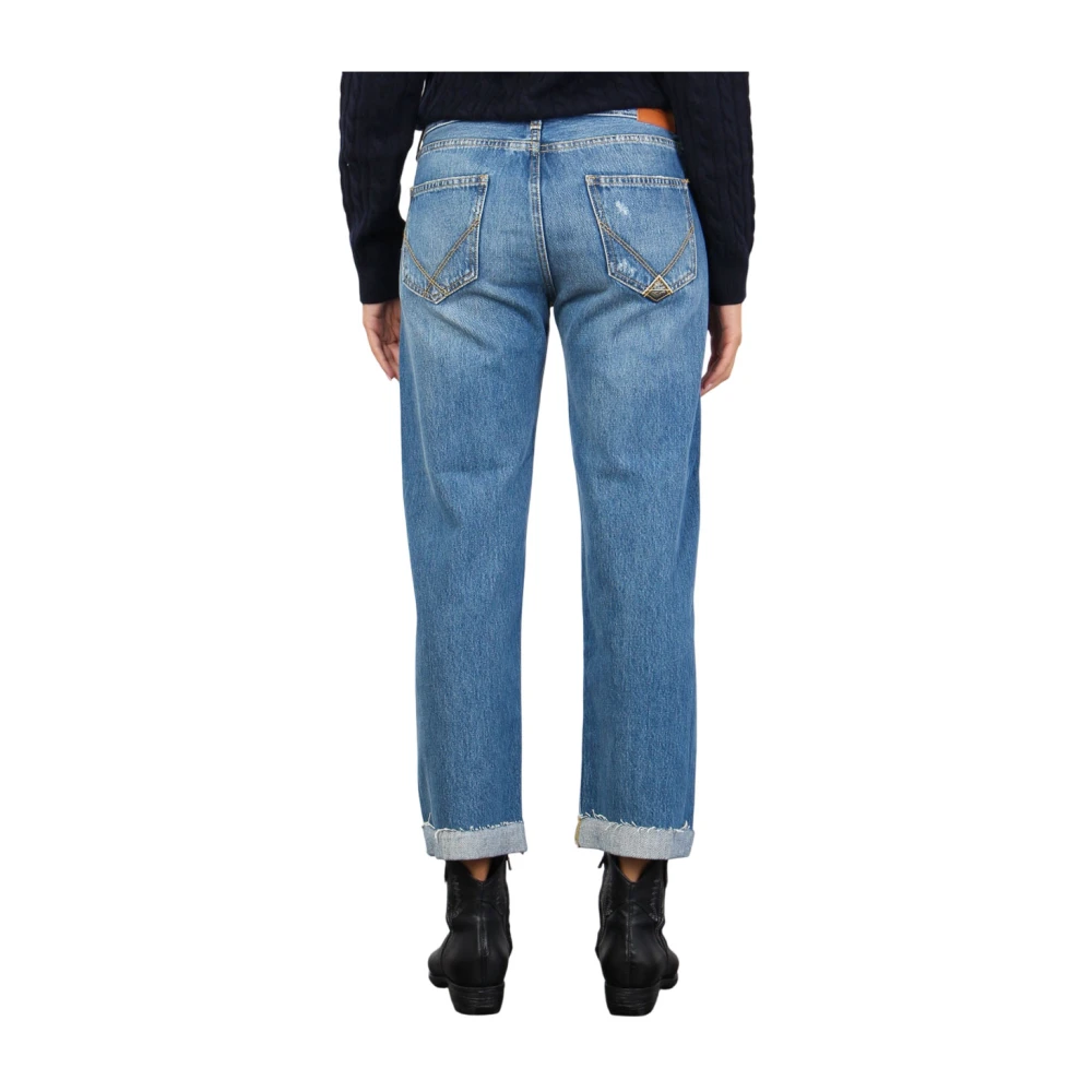 Roy Roger's Lichte Wassing Distressed Denim Boyfriend Jeans Blue Dames