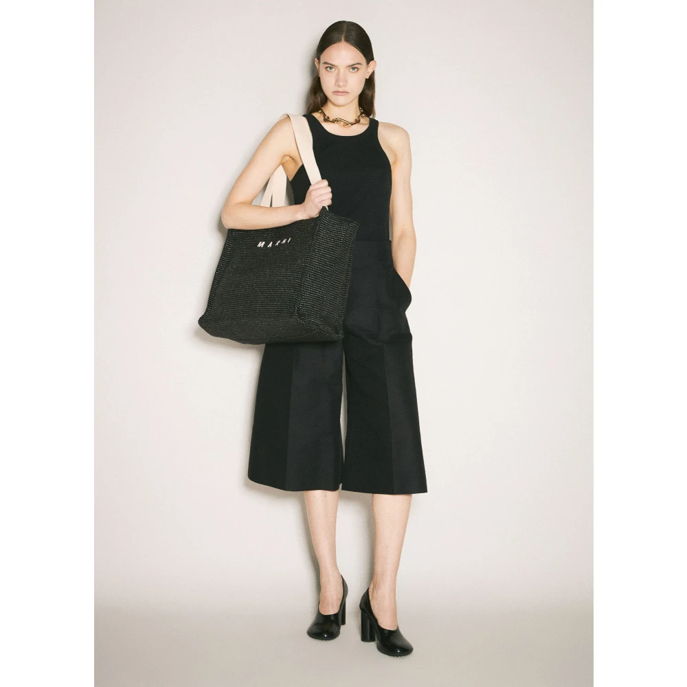 Marni Katoen Cady Cropped Ballon Broek Black Dames