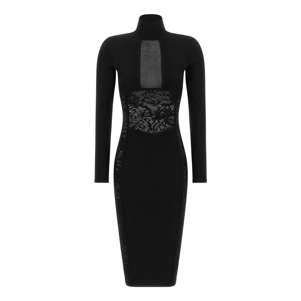 Elisabetta Franchi , Knitted Dresses, Female, Black, S, Knit Midi Dress