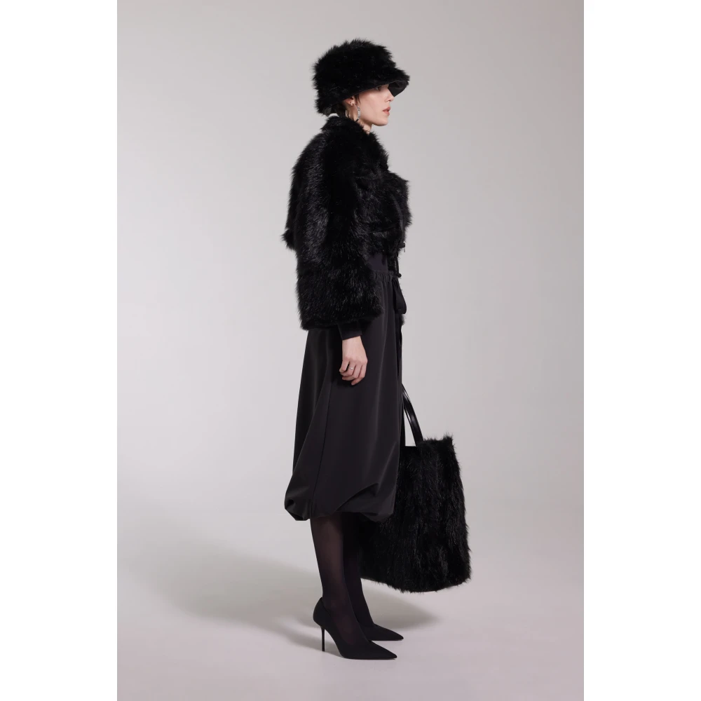 Stutterheim Zwarte Faux Fur Korte Jas Black Dames