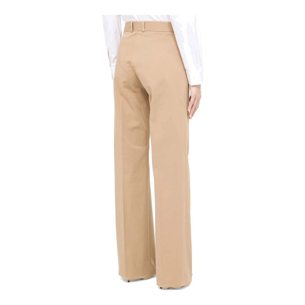 Salvatore Ferragamo Hoge Taille Stof Palazzo Broek Brown Dames