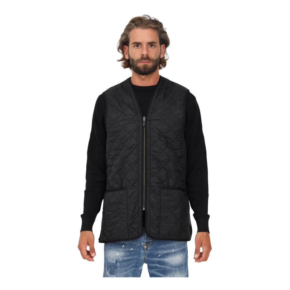 Barbour Mouwloze Jas met Fleece Voering Black Heren