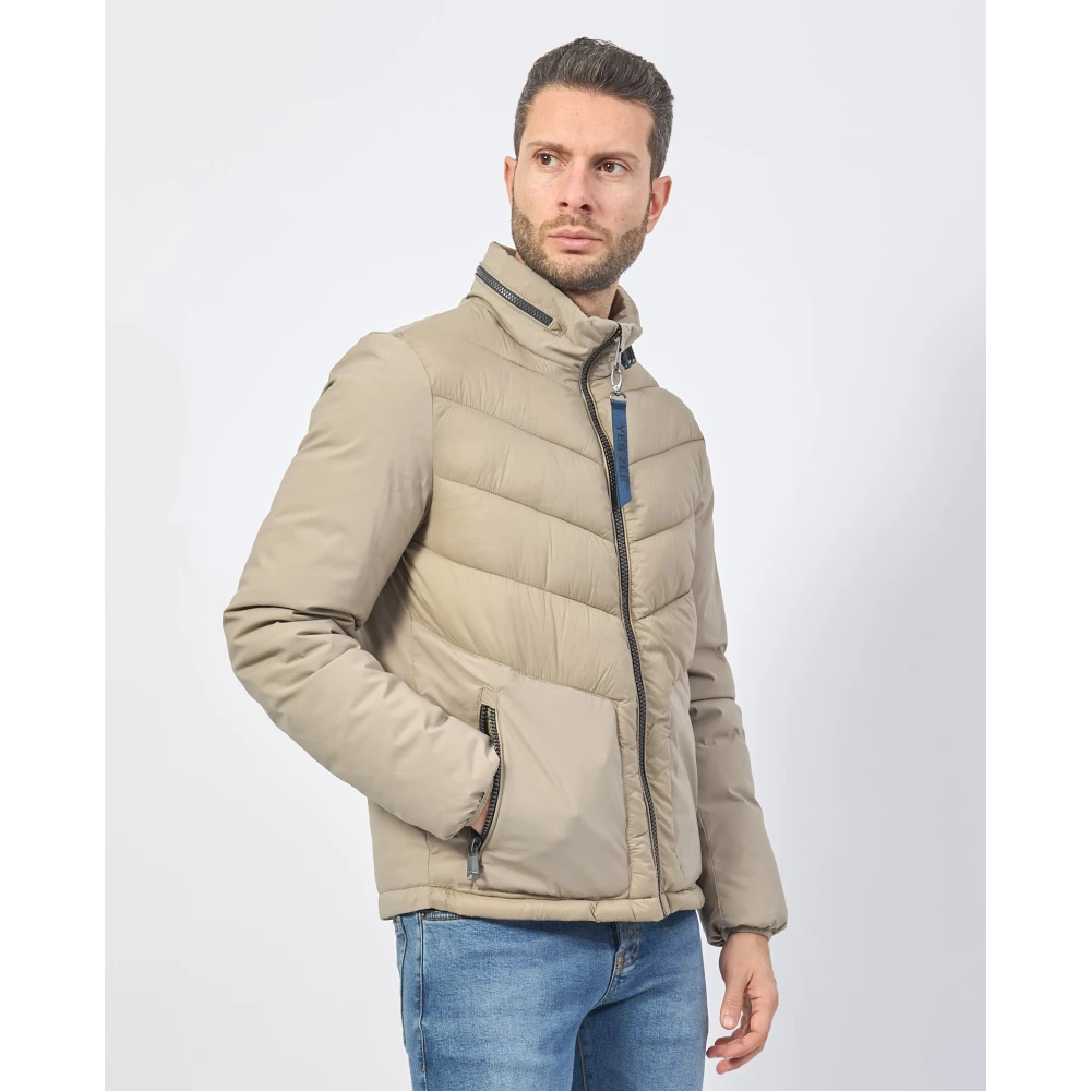 YES ZEE Beige Gewatteerde Fullzip Jas Beige Heren