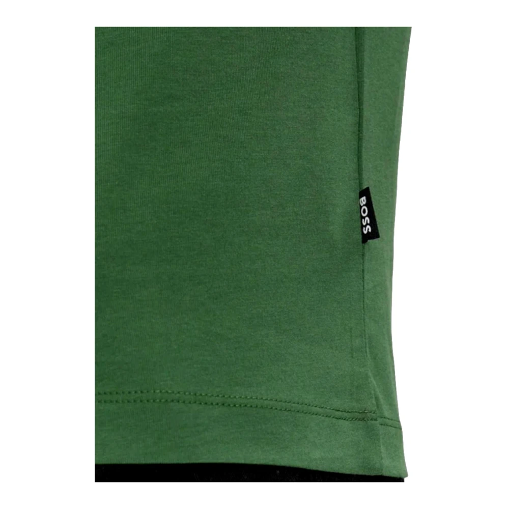 Hugo Boss Groene Katoenen Logo Print T-shirt Thompson 01 Green Heren