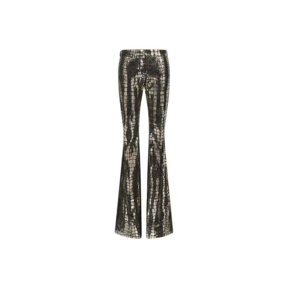 Roberto Cavalli Women's Silver Crocodile Effect Pants
