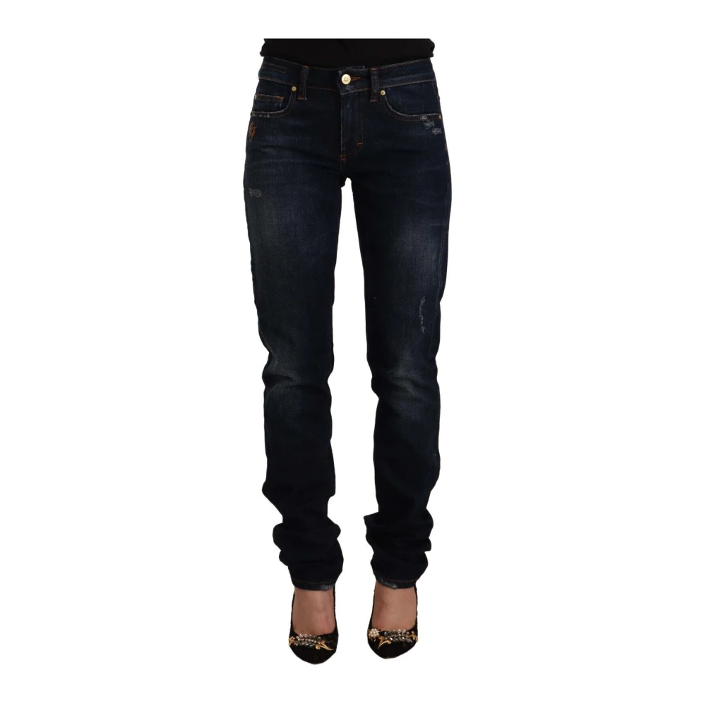 Gianfranco Ferré Blue Slim Fit Jeans, Female, M, Dark Washed Mid Waist Cotton Denim Skinny Jeans